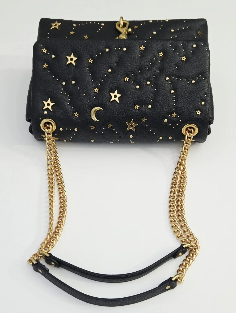 LIKE NEW REBECCA MINKOFF EDIE FLAP SHOULDER BAG WITH CELESTIAL STUDS